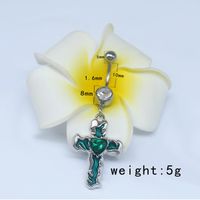 Sweet Artistic Cross Round Heart Shape Stainless Steel Copper Plating Inlay Rhinestones White Gold Plated Gold Plated Belly Ring sku image 8