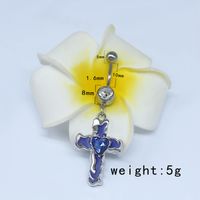 Sweet Artistic Cross Round Heart Shape Stainless Steel Copper Plating Inlay Rhinestones White Gold Plated Gold Plated Belly Ring sku image 10