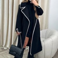 Women's Simple Style Solid Color Single Breasted Coat Woolen Coat main image 1