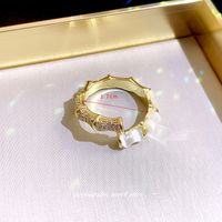 Elegant Geometrisch Legierung Kupfer Inlay Künstliche Perlen Strasssteine 14 Karat Vergoldet Offener Ring sku image 17