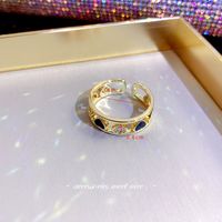 Elegant Geometric Alloy Copper Inlay Artificial Pearls Rhinestones 14k Gold Plated Open Ring sku image 3