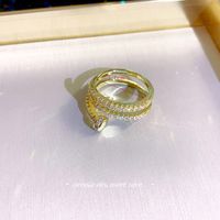 Elegant Geometrisch Legierung Kupfer Inlay Künstliche Perlen Strasssteine 14 Karat Vergoldet Offener Ring sku image 10