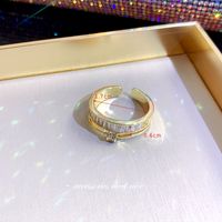 Elegant Geometric Alloy Copper Inlay Artificial Pearls Rhinestones 14k Gold Plated Open Ring sku image 7