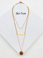 304 Stainless Steel 14K Gold Plated IG Style Simple Style Pearl Plating Round Three Layer Necklace main image 2