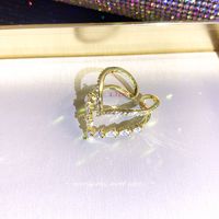 Elegant Geometrisch Legierung Kupfer Inlay Künstliche Perlen Strasssteine 14 Karat Vergoldet Offener Ring sku image 16
