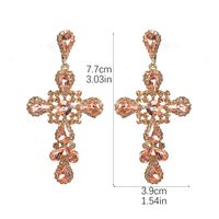 1 Pair Elegant Shiny Cross Inlay Alloy Rhinestones Zircon Drop Earrings main image 2