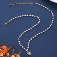 Simple Style Classic Style Star Imitation Pearl Copper Plating Inlay Zircon 18k Gold Plated Women's Pendant Necklace main image 5