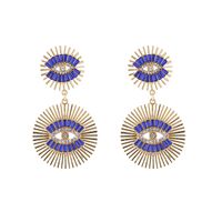 1 Pair Luxurious Classic Style Devil's Eye Plating Hollow Out Inlay Alloy Rhinestones Glass Gold Plated Drop Earrings main image 7