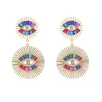 1 Pair Luxurious Classic Style Devil's Eye Plating Hollow Out Inlay Alloy Rhinestones Glass Gold Plated Drop Earrings main image 9