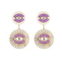 1 Pair Luxurious Classic Style Devil's Eye Plating Hollow Out Inlay Alloy Rhinestones Glass Gold Plated Drop Earrings main image 5