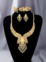 Vintage Style Lady Geometric Copper 18k Gold Plated Zircon Bracelets Earrings Necklace In Bulk main image 7