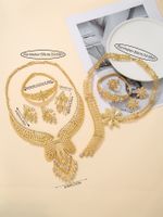 Vintage Style Lady Geometric Copper 18k Gold Plated Zircon Bracelets Earrings Necklace In Bulk main image 2