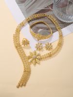 Vintage Style Lady Geometric Copper 18k Gold Plated Zircon Bracelets Earrings Necklace In Bulk main image 9