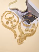 Vintage Style Lady Geometric Copper 18k Gold Plated Zircon Bracelets Earrings Necklace In Bulk main image 10