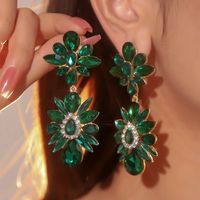 1 Pair Elegant Romantic Geometric Colorful Inlay Alloy Rhinestones Zircon Drop Earrings main image 3