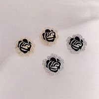 1 Pair Elegant Flower Enamel Plating Alloy Gold Plated Silver Plated Ear Studs main image 1