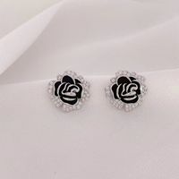 1 Pair Elegant Flower Enamel Plating Alloy Gold Plated Silver Plated Ear Studs main image 3