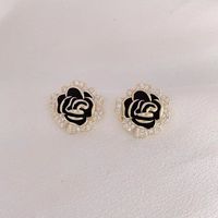 1 Pair Elegant Flower Enamel Plating Alloy Gold Plated Silver Plated Ear Studs main image 5