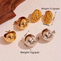 1 Pair Vintage Style Simple Style Solid Color Stainless Steel 18K Gold Plated Ear Studs main image 3