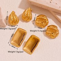 1 Pair Vintage Style Simple Style Solid Color Stainless Steel 18K Gold Plated Ear Studs main image 2