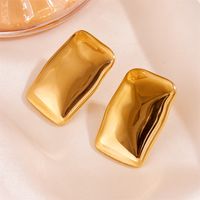 1 Pair Vintage Style Simple Style Solid Color Stainless Steel 18K Gold Plated Ear Studs main image 7