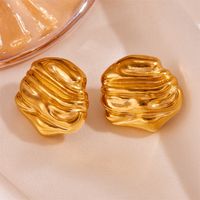 1 Pair Vintage Style Simple Style Solid Color Stainless Steel 18K Gold Plated Ear Studs main image 9
