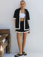 Daily Street Women's Simple Style Color Block Viscose Fiber Button Shorts Sets Shorts Sets main image 2