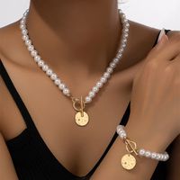 Elegant Glam Lady Heart Shape Arylic Imitation Pearl Alloy Plating 14k Gold Plated Women's Bracelets Necklace sku image 4