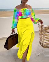 Holiday Daily Women's Simple Style Printing Polyester Printing Slit Skirt Sets Skirt Sets main image 7