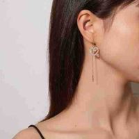 1 Pair Elegant Sweet Heart Shape Plating Inlay Copper Zircon Gold Plated Ear Line main image 3