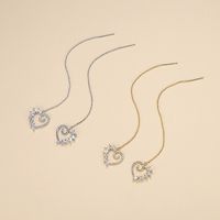 1 Pair Elegant Sweet Heart Shape Plating Inlay Copper Zircon Gold Plated Ear Line main image 4