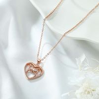 Lady Heart Shape Owl Stainless Steel Copper Plating Inlay Zircon 14k Gold Plated Pendant Necklace main image 4