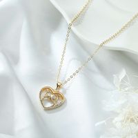 Lady Heart Shape Owl Stainless Steel Copper Plating Inlay Zircon 14k Gold Plated Pendant Necklace main image 3