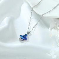 Lady Heart Shape Butterfly Stainless Steel Copper Plating Inlay Zircon 14k Gold Plated Pendant Necklace main image 5