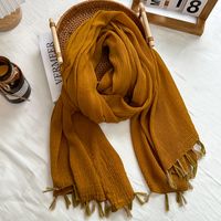 Women's Basic Solid Color Cotton Polyester Tassel Scarf main image 5
