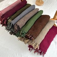 Women's Basic Solid Color Cotton Polyester Tassel Scarf main image 1