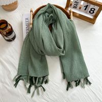 Women's Basic Solid Color Cotton Polyester Tassel Scarf main image 3