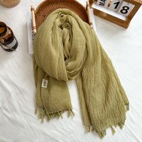 Women's Basic Solid Color Cotton Polyester Tassel Scarf main image 4