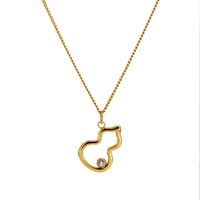 304 Stainless Steel 18K Gold Plated Simple Style Gourd Rhinestones Necklace main image 8