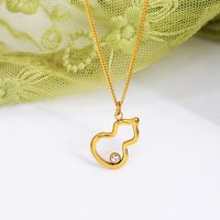 304 Stainless Steel 18K Gold Plated Simple Style Gourd Rhinestones Necklace main image 1