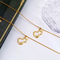 304 Stainless Steel 18K Gold Plated Simple Style Gourd Rhinestones Necklace main image 7
