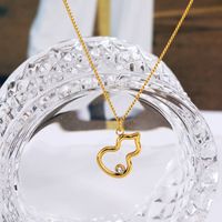 304 Stainless Steel 18K Gold Plated Simple Style Gourd Rhinestones Necklace main image 5