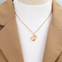 304 Stainless Steel 18K Gold Plated Simple Style Gourd Rhinestones Necklace main image 6