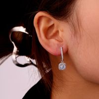 1 Pair Ig Style Simple Style Star Water Droplets Flower Plating Inlay Copper Zircon White Gold Plated Drop Earrings Ear Studs main image 3
