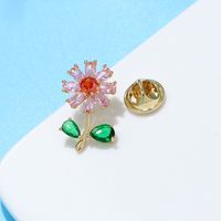 1 Pair Simple Style Classic Style Flower Plating Inlay Copper Zircon 18k Gold Plated Ear Studs main image 6