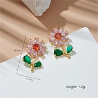 1 Pair Simple Style Classic Style Flower Plating Inlay Copper Zircon 18k Gold Plated Ear Studs main image 2