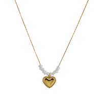French Style Simple Style Heart Shape 304 Stainless Steel Freshwater Pearl Pearl 18K Gold Plated Women's Pendant Necklace main image 7