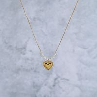 French Style Simple Style Heart Shape 304 Stainless Steel Freshwater Pearl Pearl 18K Gold Plated Women's Pendant Necklace main image 5
