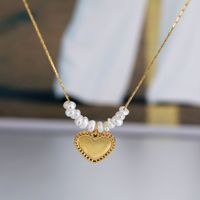 French Style Simple Style Heart Shape 304 Stainless Steel Freshwater Pearl Pearl 18K Gold Plated Women's Pendant Necklace main image 1