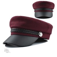 Frau Vintage-stil Einfacher Stil Einfarbig Gebogene Traufen Militärischer Hut sku image 10